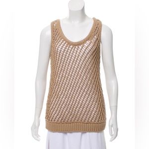 BRUNELLO CUCINELLI
Crochet Sleeveless Top Light Brown 
Size: M